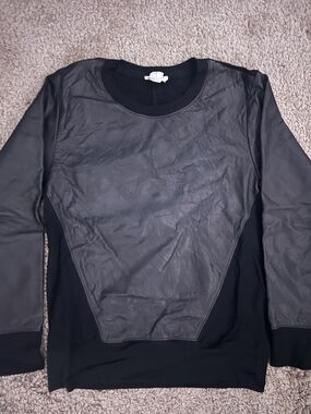 Helmut Lang Black Leather Crewneck